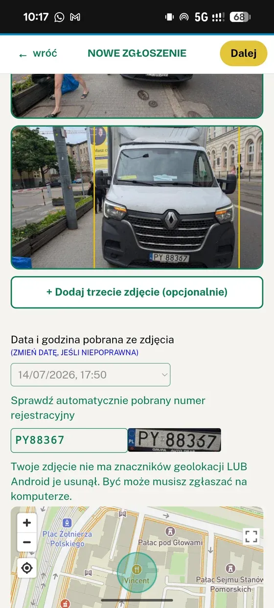 Weryfikacja danych zgłoszenia